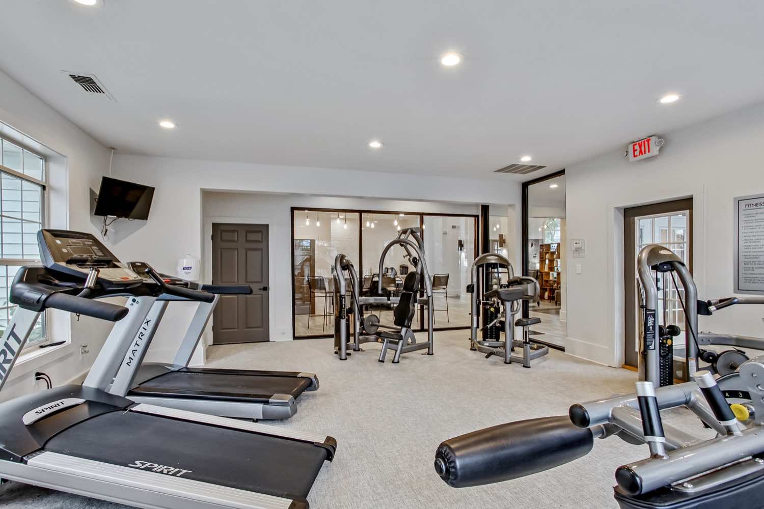 fitness center with cardio and strength stations