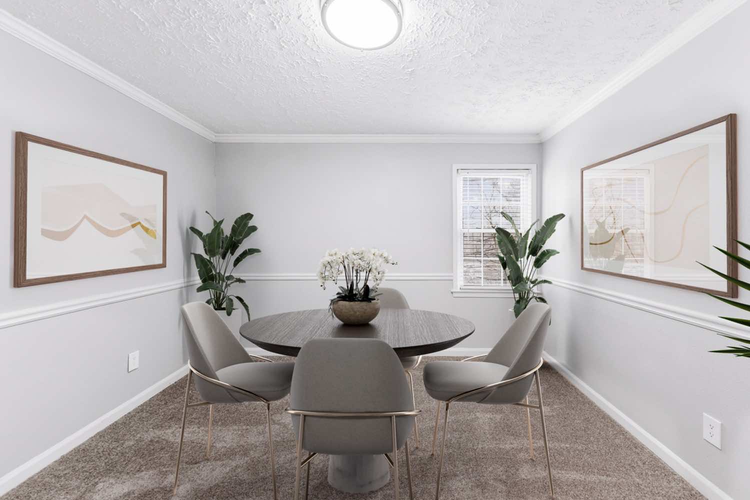 model dining room with ample lighting