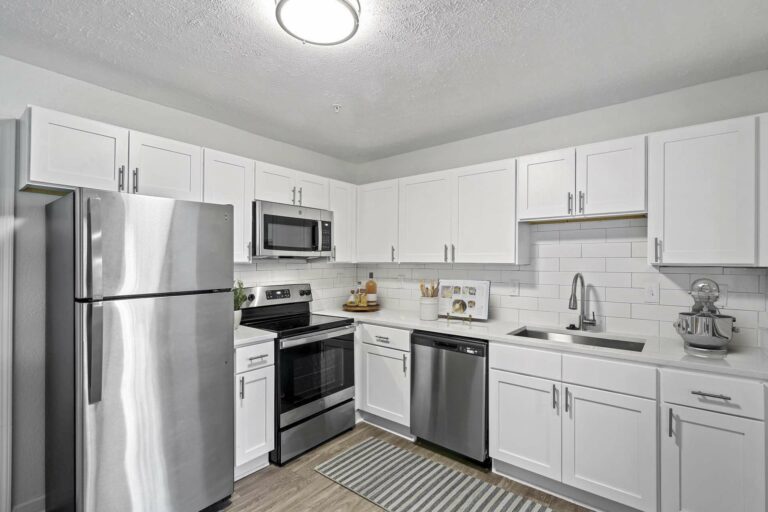 Kitchen with stainless steel appliances
